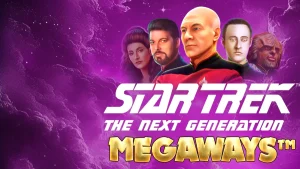 Tampilan antarmuka slot Star Trek: The Next Generation Megaways dengan latar belakang luar angkasa
