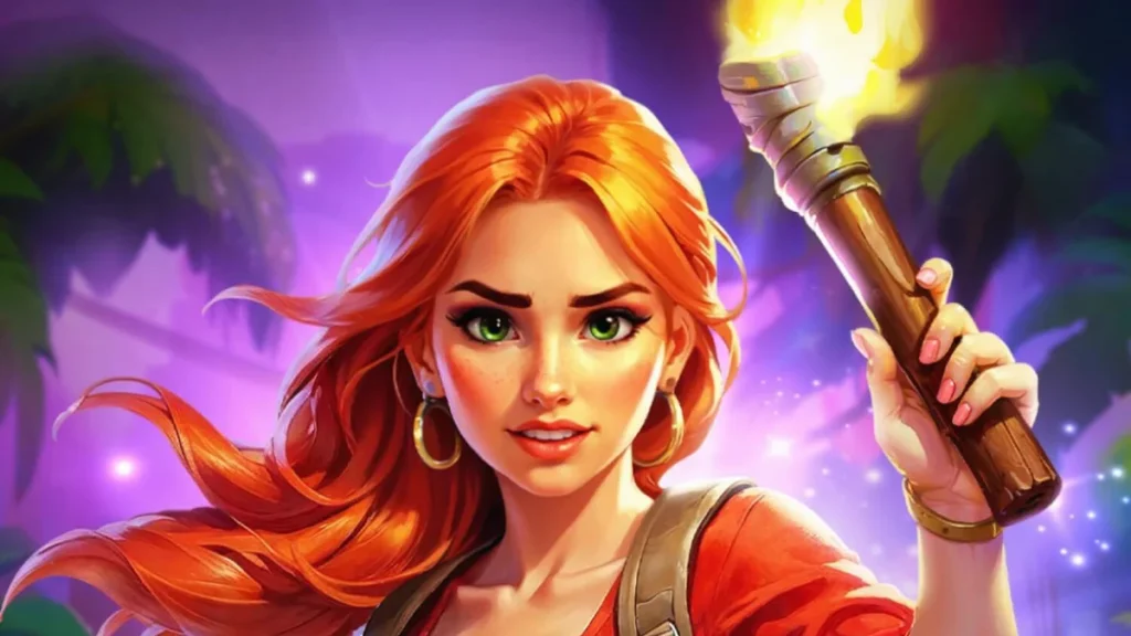 Tampilan layar permainan slot Treasure Explorer dengan tema hutan dan petualangan Aztec.