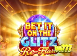 Tampilan visual slot Bet It on the Glitz Re-Flash yang penuh dengan nuansa neon dan kemewahan Vegas.